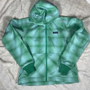 PATAGONIA fleece style jacket green plaid medium